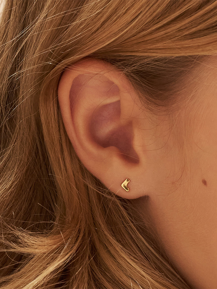 Alphabet Bubble Gold Stud Earrings