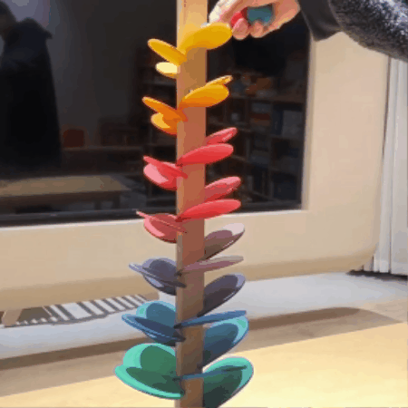 Montessori Rainbow Marble Tower – Educational Wooden Toy for Creative Play (Ages 3–10)