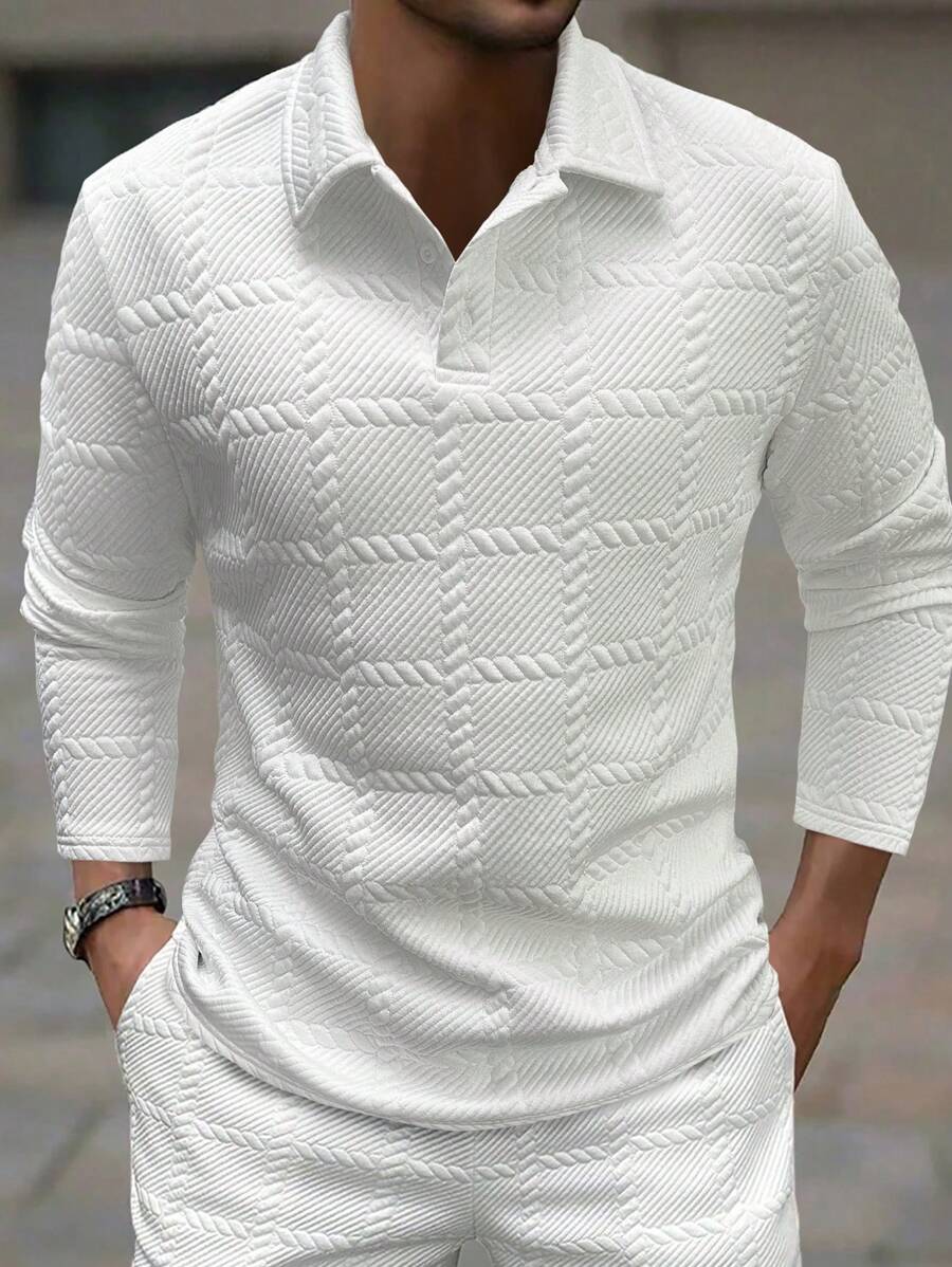 Loomora Men's Jacquard Golf Polo Shirt