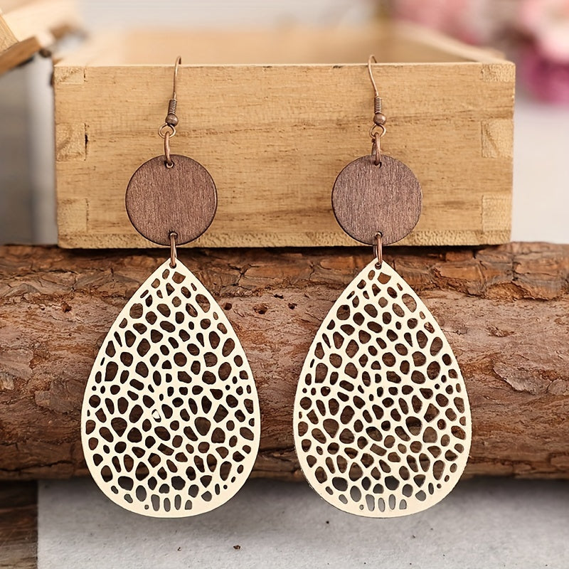 Openwork Drop Earrings – Bohemian Chic Style, Elegant Accessory for Daily Outfits