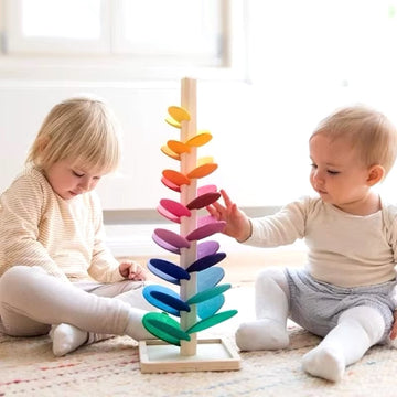 Montessori Rainbow Marble Tower – Educational Wooden Toy for Creative Play (Ages 3–10)