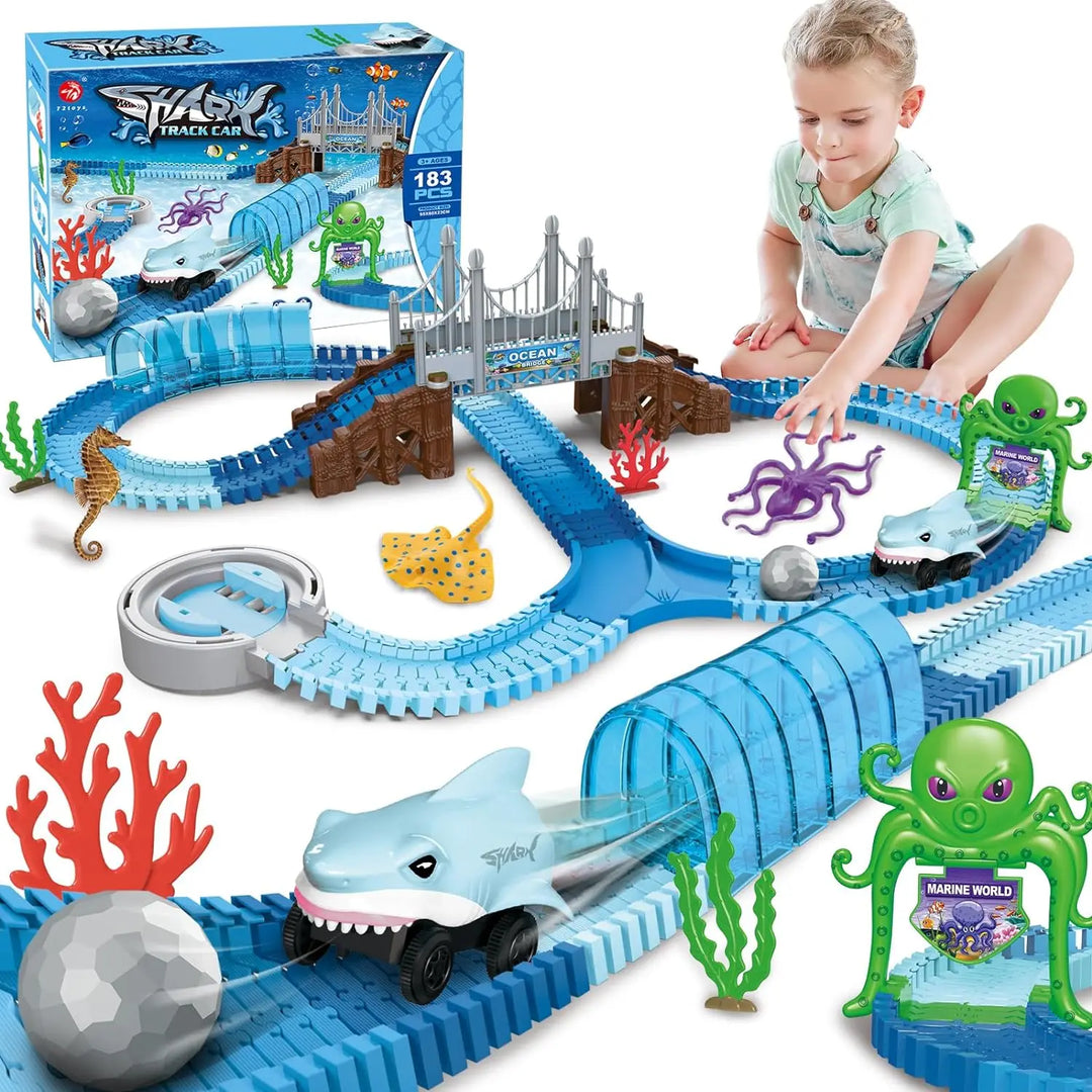 Loomora Ocean Shark Race Car Set