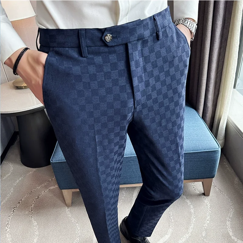 Loomora Men's Slim Fit Plaid Trousers