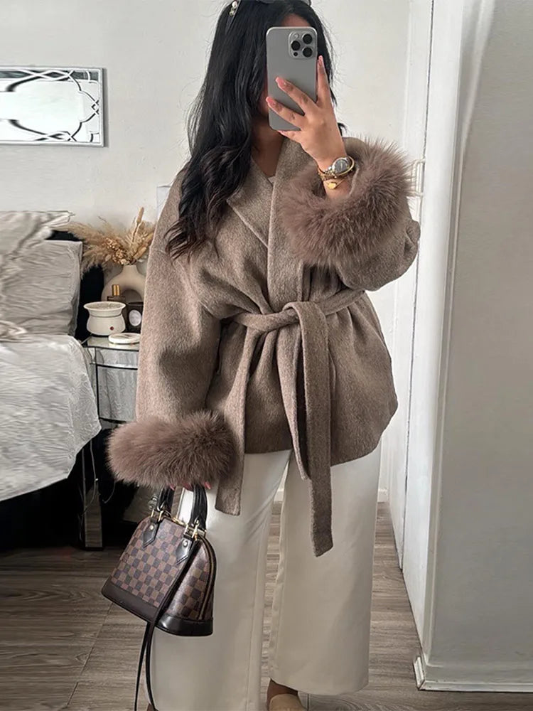 Loomora Chic Lace-Up Woolen Coat