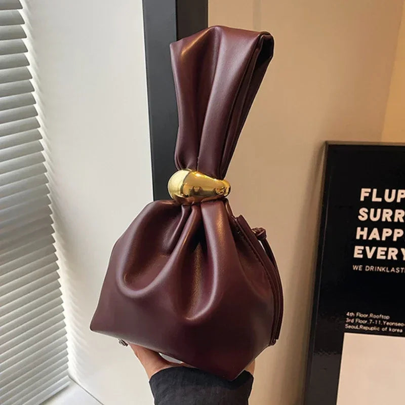 Loomora Luxe Pleated Leather Clutch