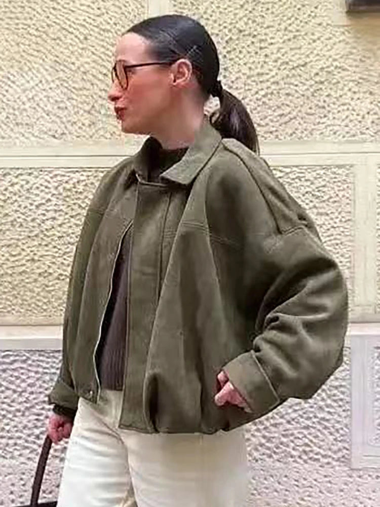 Loomora Vintage Green Bomber Jacket