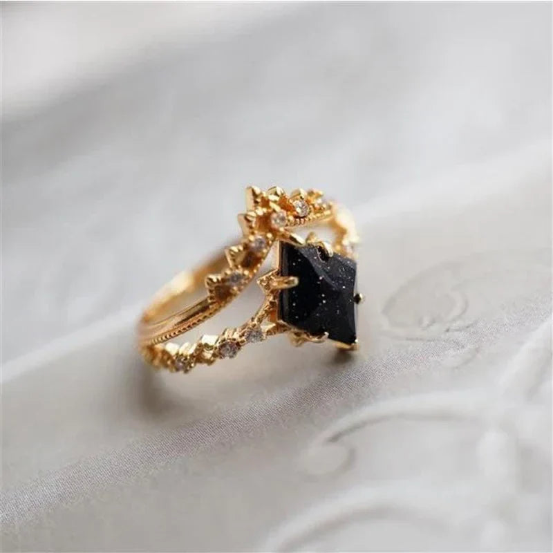 Bohemian Obsidian Night Ring
