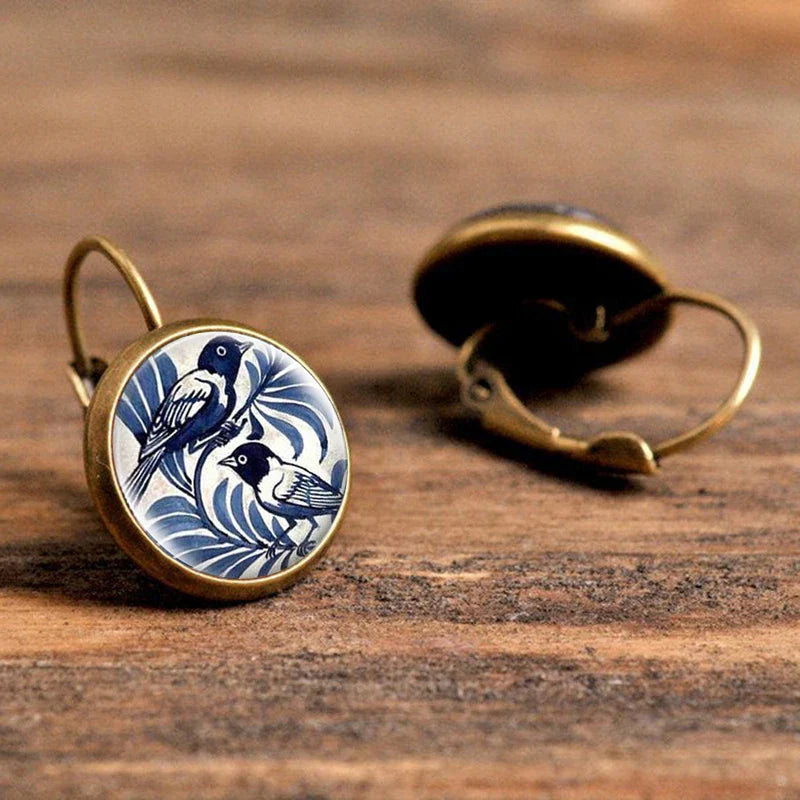 Bronze Blue Bird Earrings