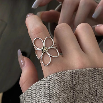 Solar Silver Petal Ring