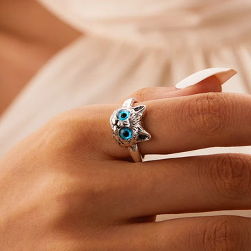 Silver Moon Star Ring