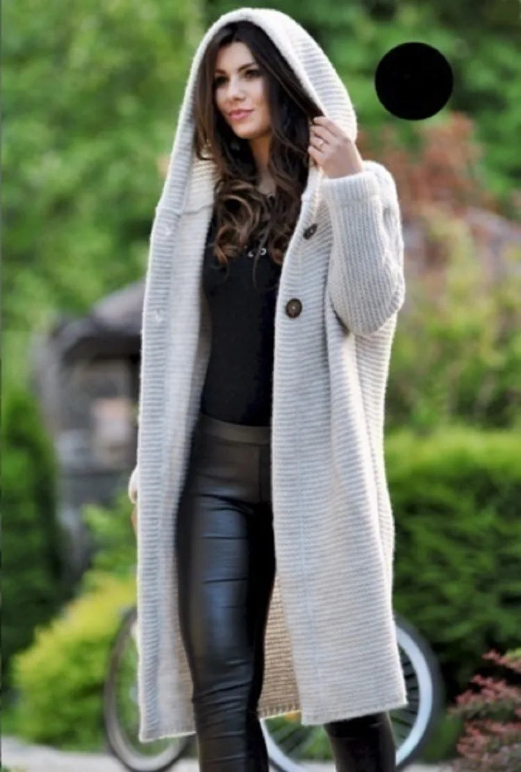 Loomora Cozy Hooded Knit Cardigan