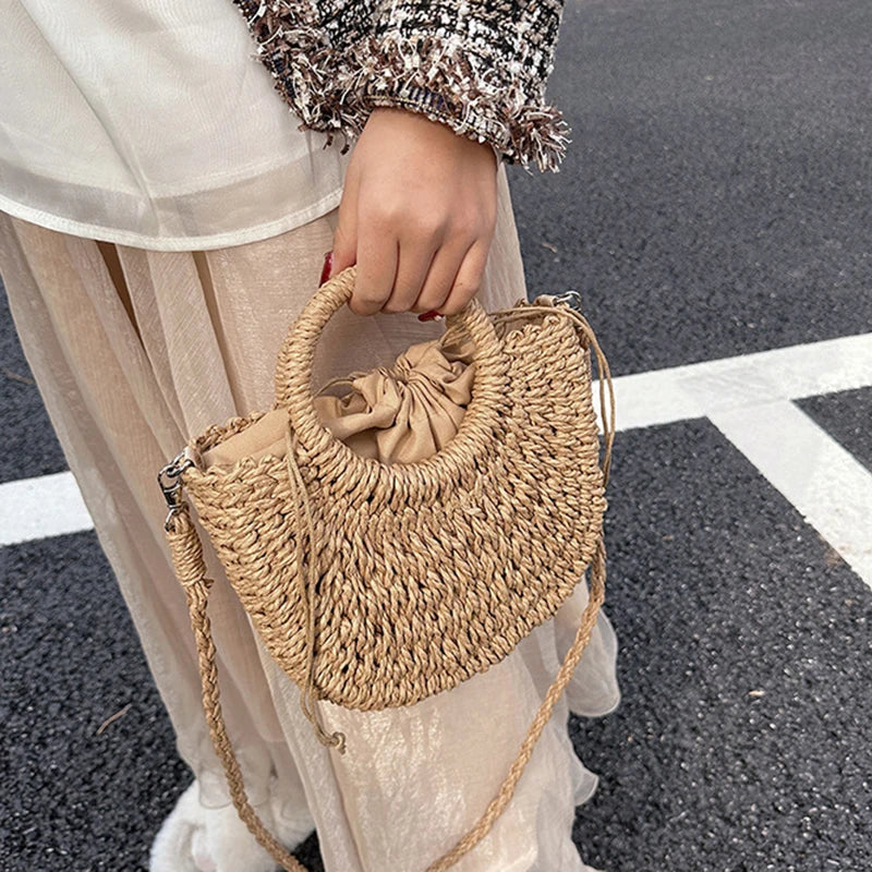 Boho Bohemian Wild Straw Bag