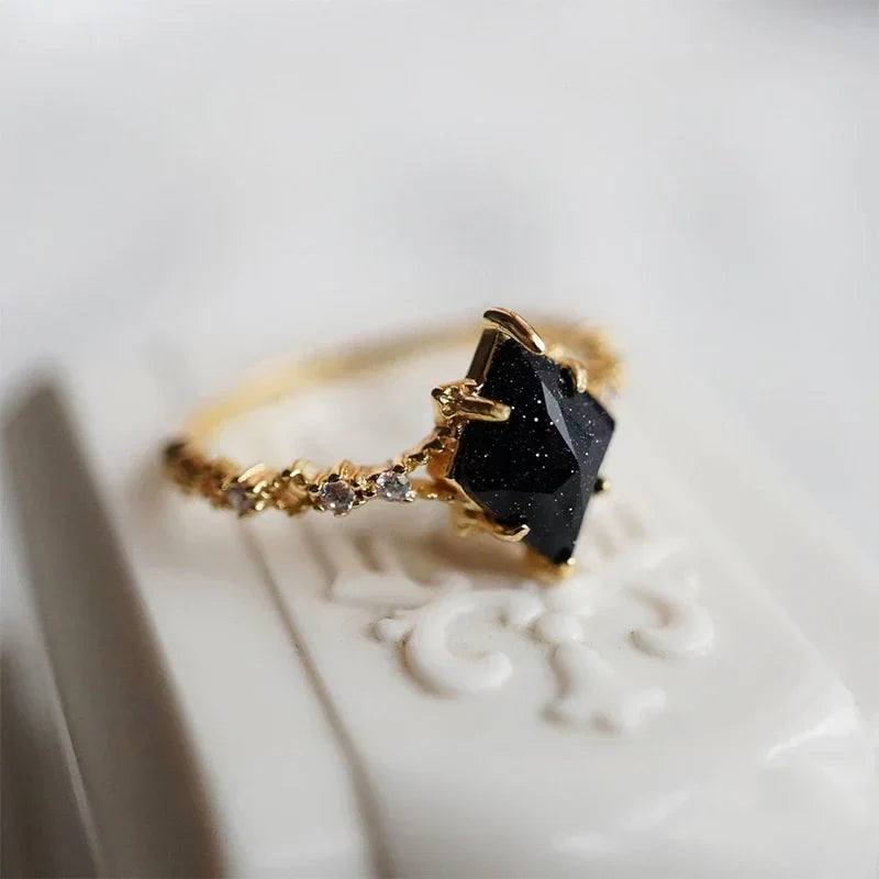 Bohemian Obsidian Night Ring