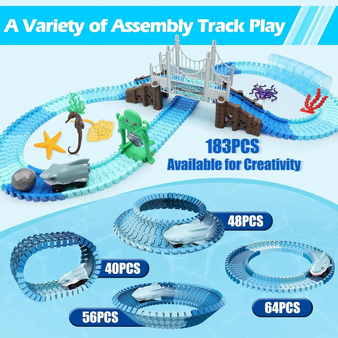 Loomora Ocean Shark Race Car Set