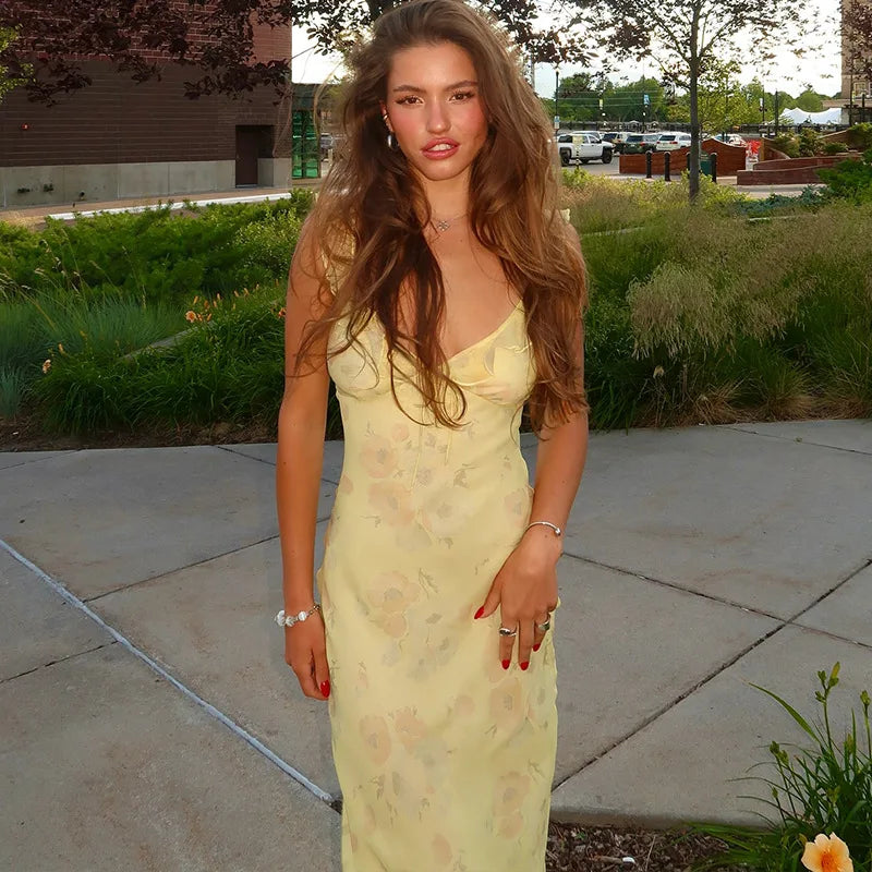 Midnight Flower Bohemian Slit Dress