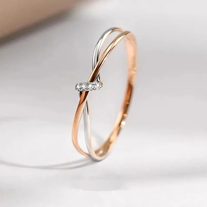 Elegant Two-Tone Infinity Ring
