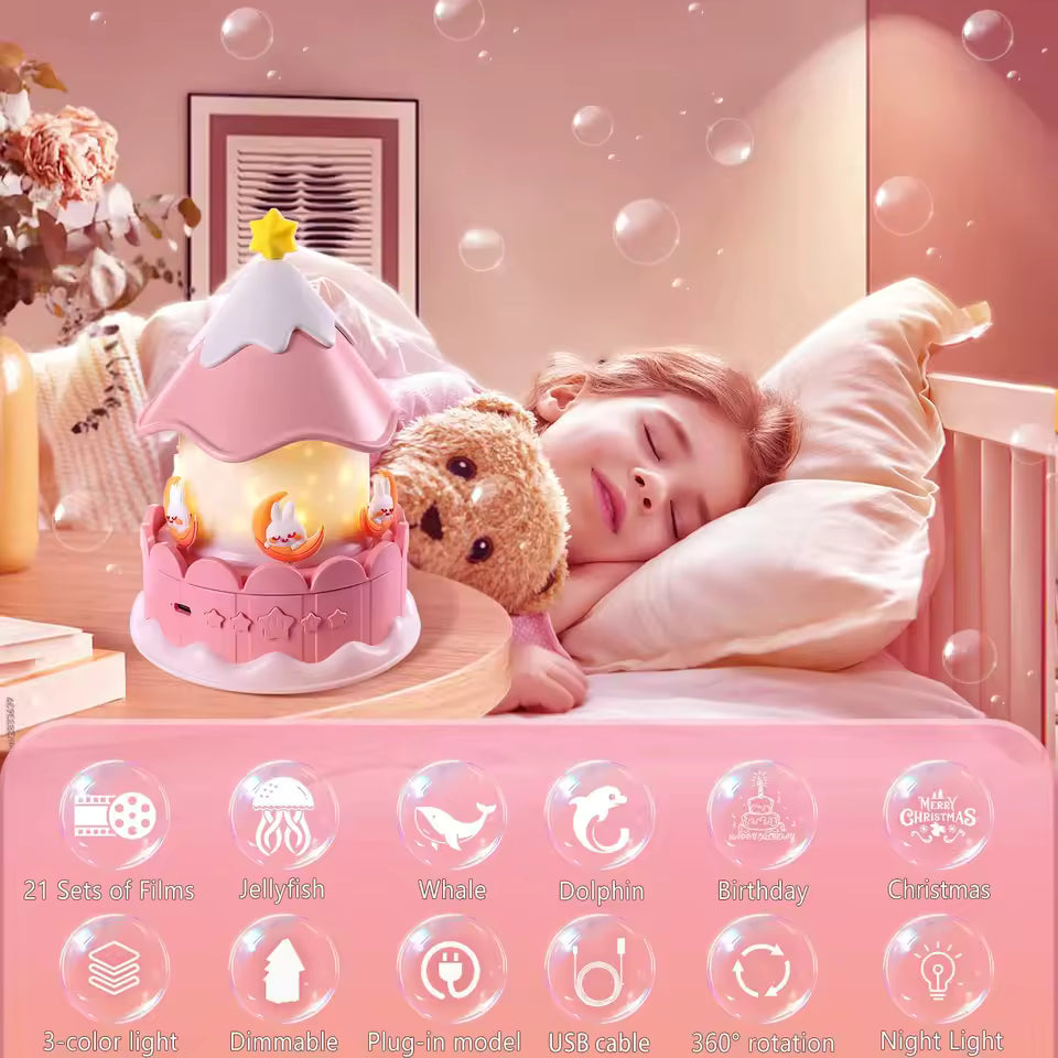 [21 in 1] Luminous Bunny 360° Night Projector with Music