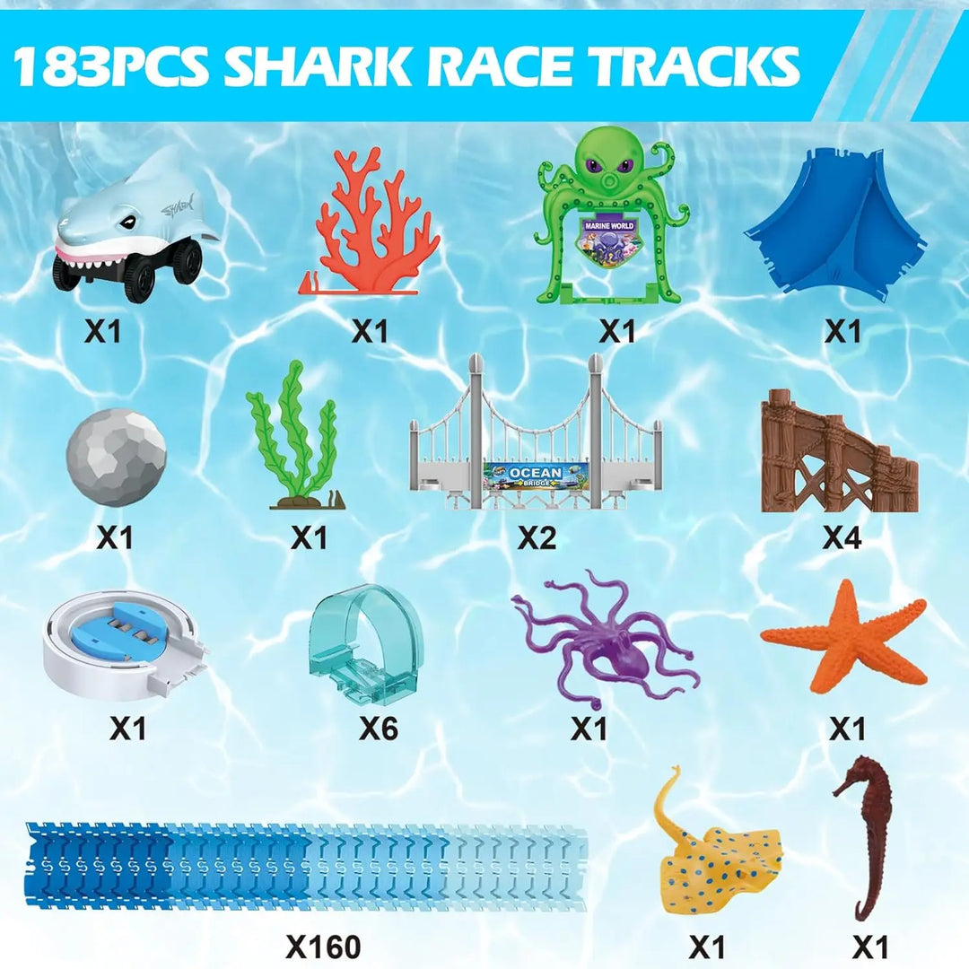Loomora Ocean Shark Race Car Set