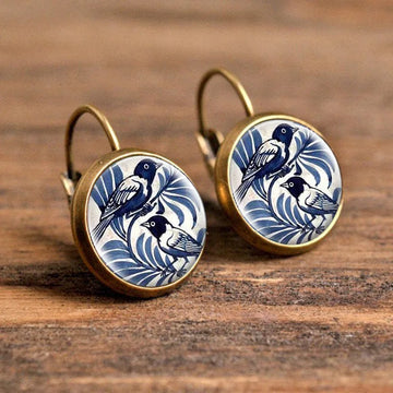 Bronze Blue Bird Earrings