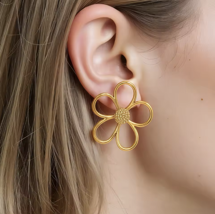 Silver Petal Earrings