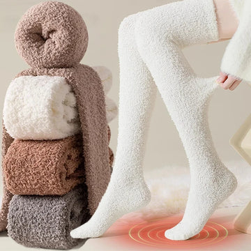 Loomora Cozy Coral Fleece Thigh High Socks