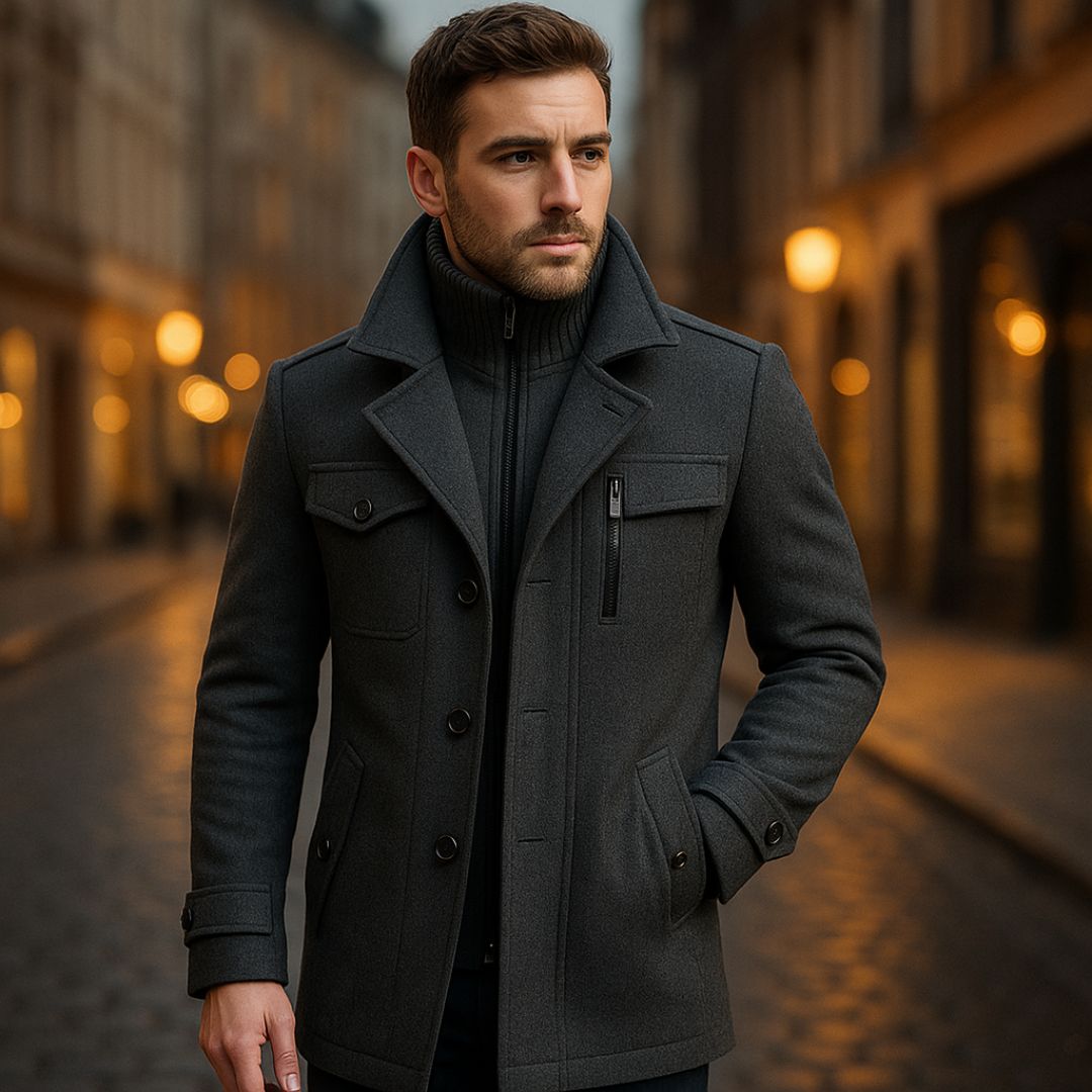 Loomora Men's Windproof Wool Coat