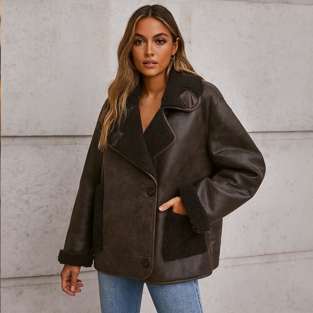 Loomora Women's Plush Leather Jacket