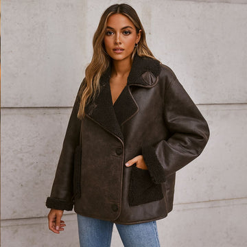 Loomora Women's Plush Leather Jacket